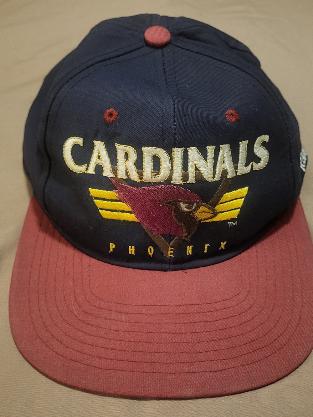 Vintage Phoenix Cardinals Embroidered Snapback Cap - Navy and Maroon